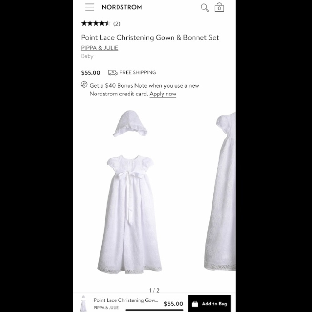 Pippa & Julie White Lace Christening Gown & Bonnet Set